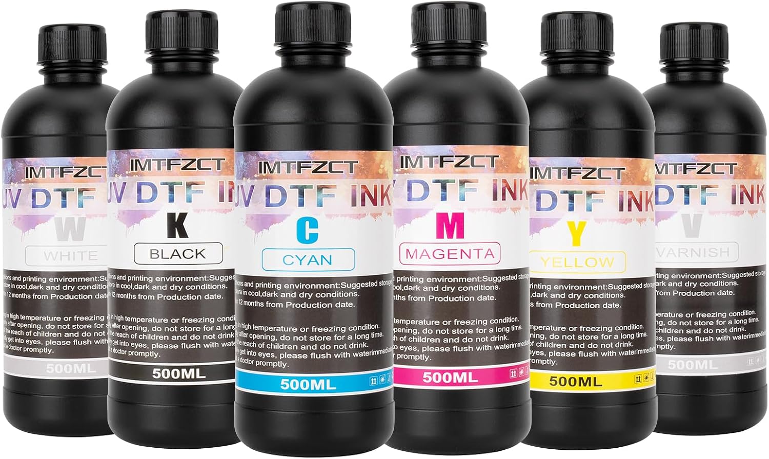 UV DTF Ink 500MLx 6 for UV DTF A B Films, Compatible with XP600 TX800 i1600 i3200 L805 1390 DX5 DX6 DX7 DX10 UV Sticker Printer