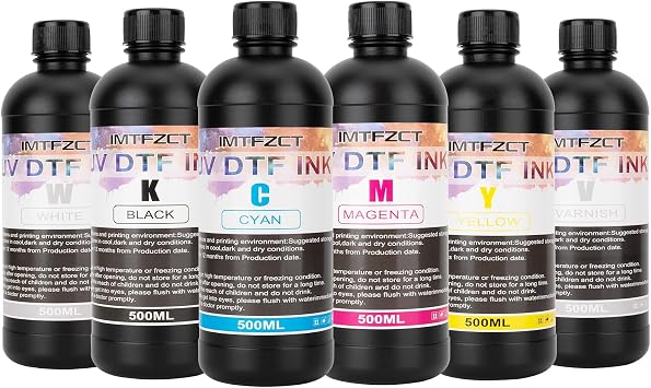 UV DTF Ink 500MLx 6 for UV DTF A B Films, Compatible with XP600 TX800 i1600 i3200 L805 1390 DX5 DX6 DX7 DX10 UV Sticker Printer