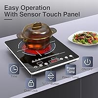 Vista 3 de Electric Cooktop Single Burner, 1800W Electric Stove Top with Touch Control, 9 Power Levels, Kids Safety Lock & Timer, Overheat Protection,110V