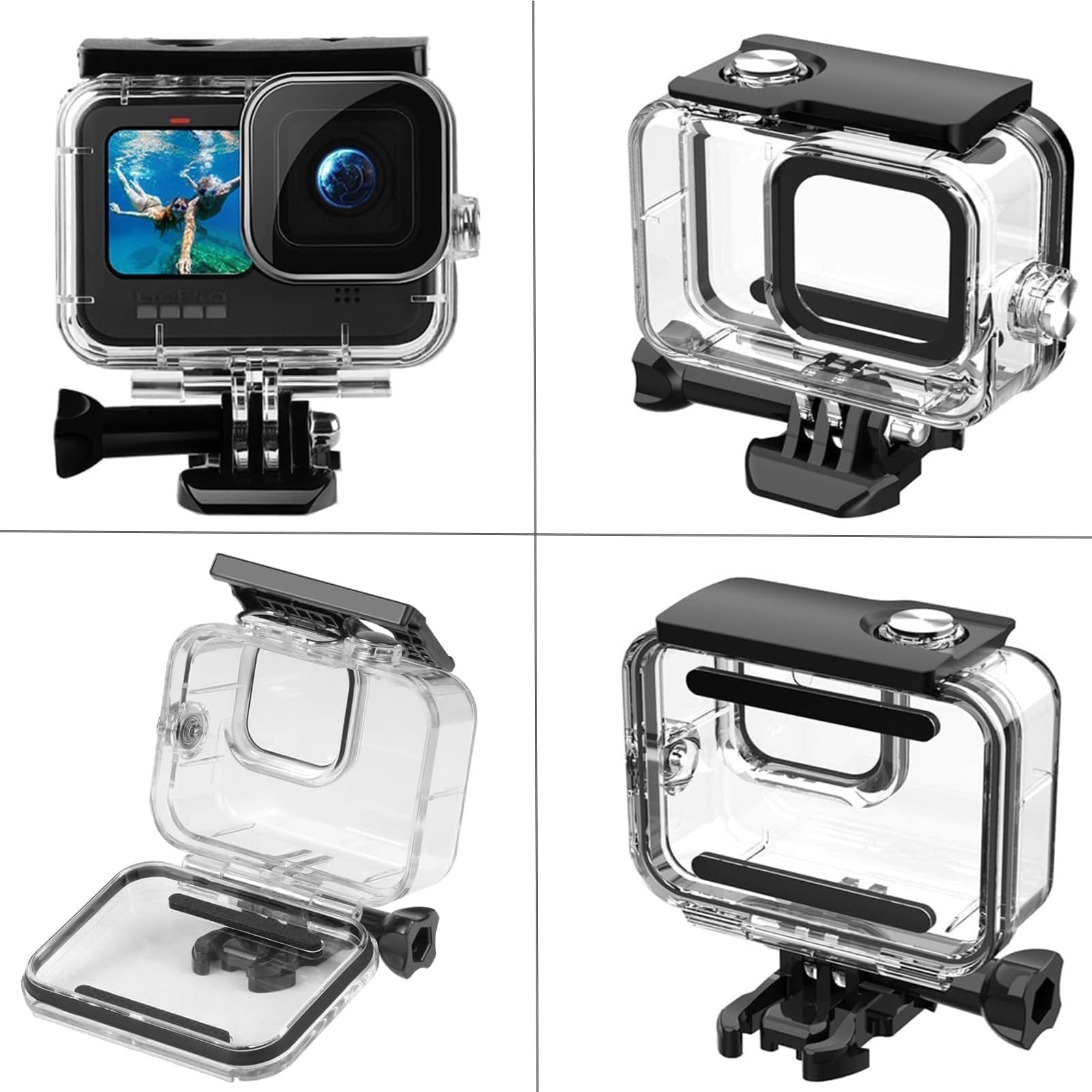 wodoodporna obudowa, obudowa do nurkowania podwodnego | zamiennik z czerwonymi filtrami i wkładkami przeciwmgielnymi kompatybilny z Gopro Hero 13/12/11/10/9