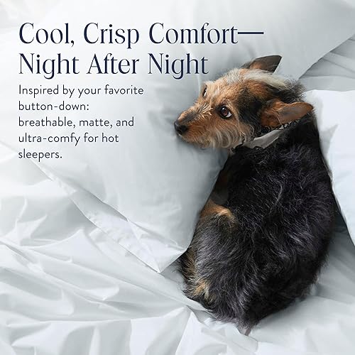 Miniatura 18 de Brooklinen Funda de edredón de percal de lujo, 100% algodón, fresca, nítida, lazos de esquina extralargos, cierre de botones, suave y transpirable