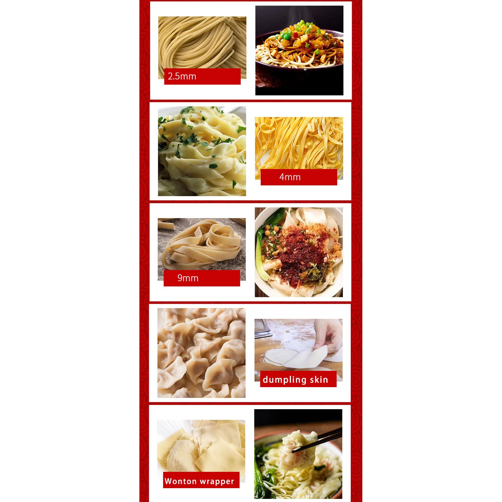 Máquina para Hacer Pasta Manual de Acero Inoxidable Cortador de Fideos de 2-3 Cuchillas con 8 configuraciones de Espesor Ajustables para Espaguetis y fettuccini caseros