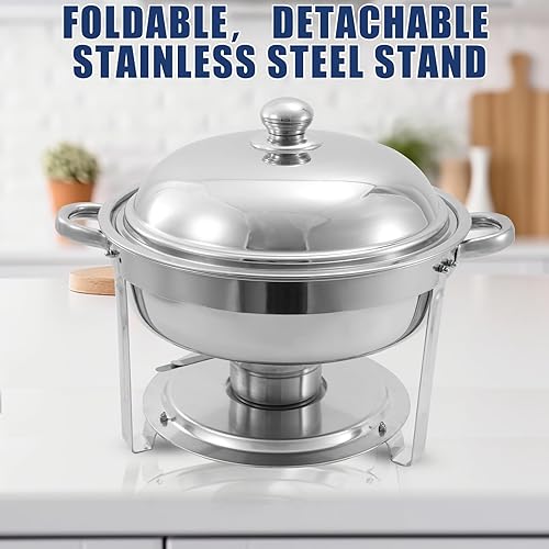 Miniatura 3 de EVGTTI Juego de 2 platos de cocina de acero inoxidable, 8 cuartos de galón, servidores de bufé y calentadores, servidores de bufé con cubiertas,