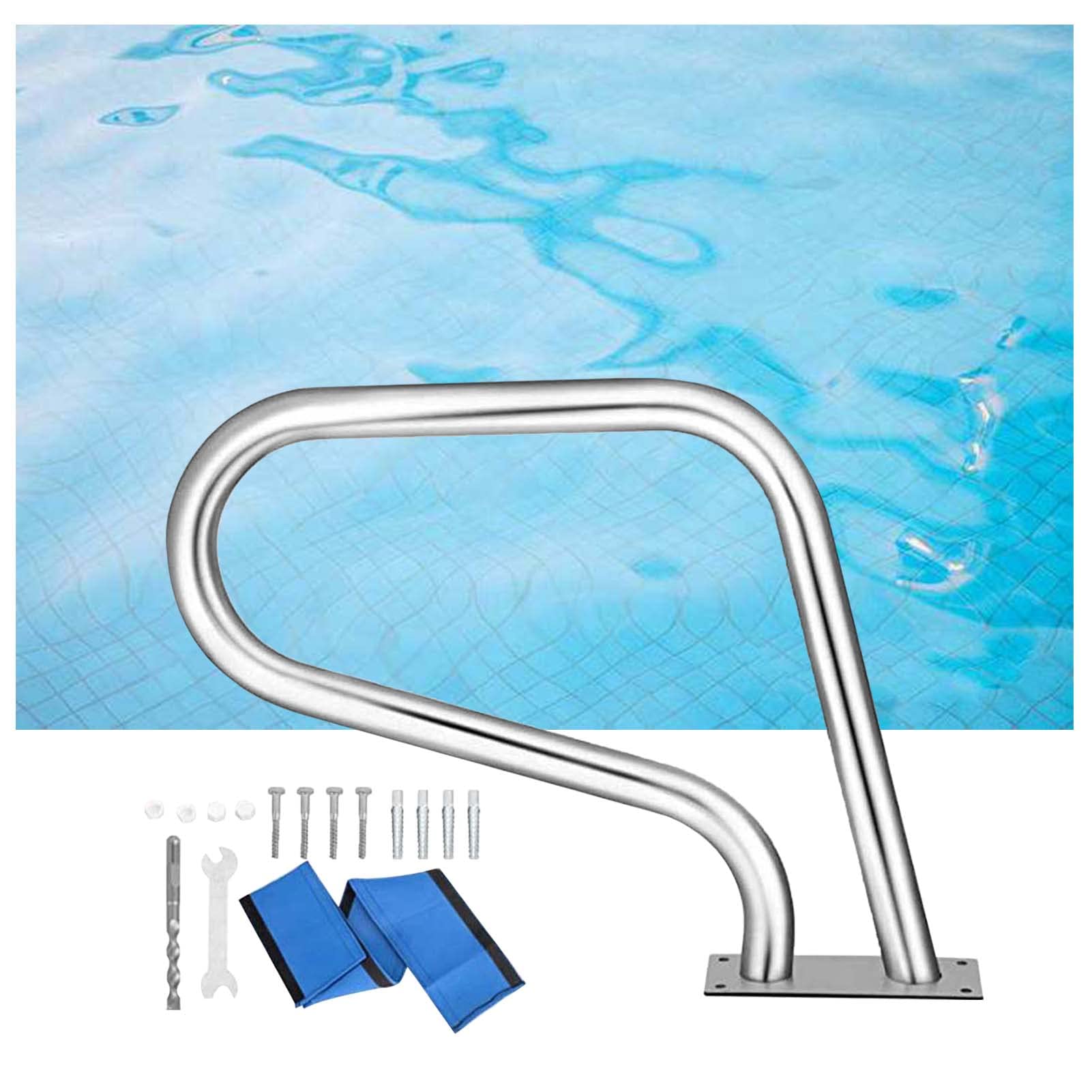 Barre d'appui de piscine : Évitez les glissades sur l'escalier avec ce garde-corps argenté