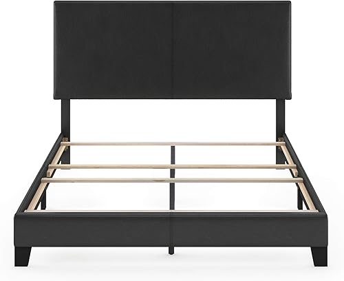 Miniatura 26 de Furinno Pessac - Marco de cama tapizado, piel sintética blanca, tamaño individual XL Blanco,Negro -,Glacier,Negro (plain