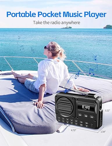 Miniatura 6 de Radio FM portátil, altavoz inalámbrico, reproductor de música, radio recargable integrada a batería, radios de transistor nostálgico con conector