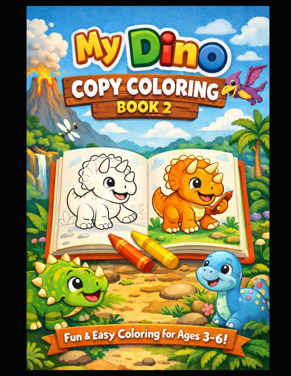 Dinosaur Copy Coloring Book for Kids Ages 3–6