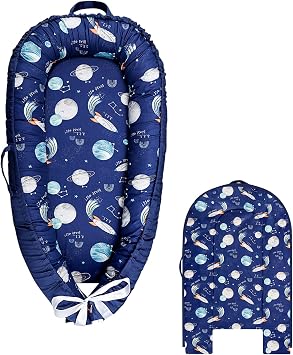 Hooyax Baby Lounger Cover, 100% Cotton Baby Nest Cover, Baby Lounger Replacement Cover,Reversible Newborn Lounger Cover for Boys Girls, Planet Cover Only