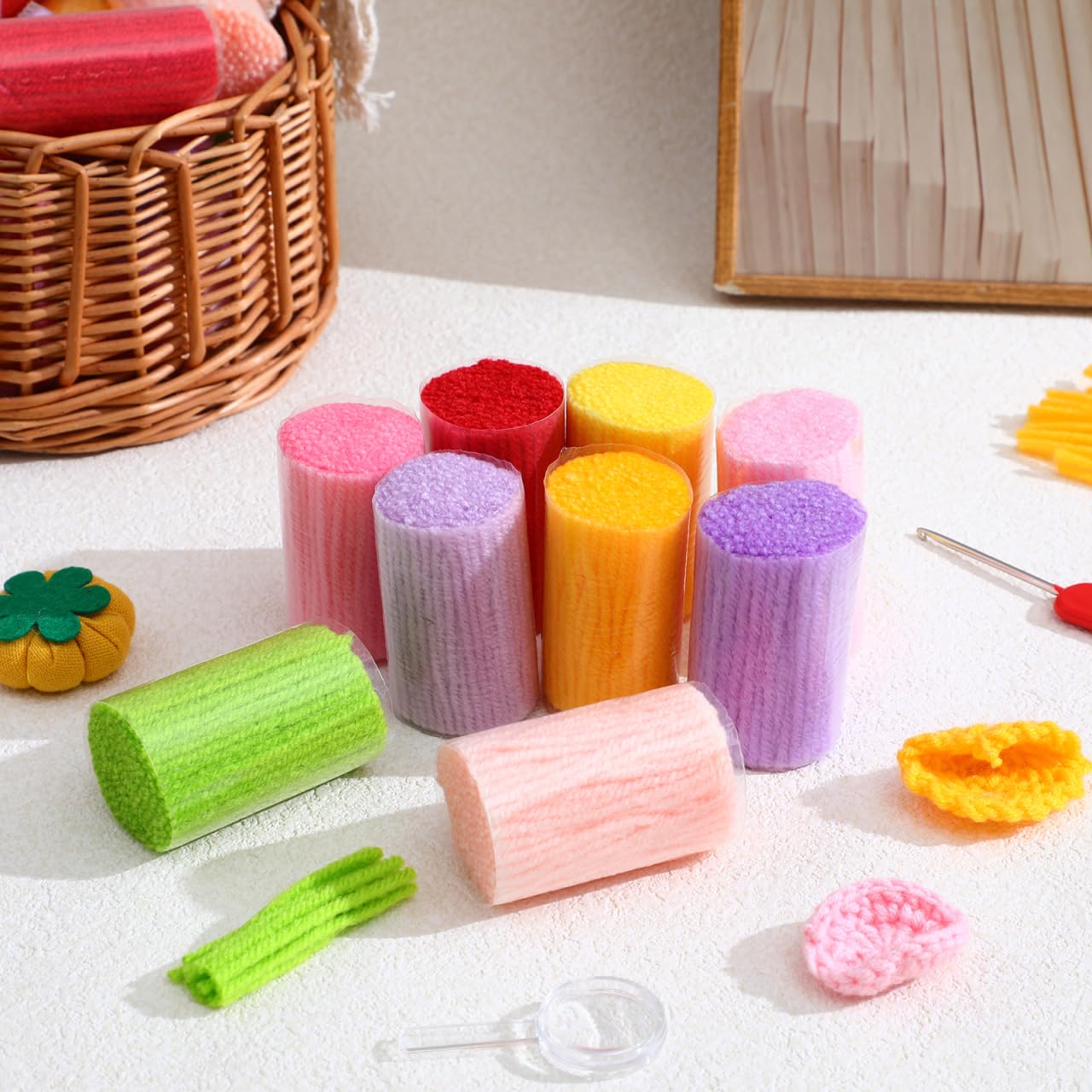 EXCEART 30 Farben Knüpfwolle Acrylgarn für Teppich Knüpfen DIY Handarbeiten buntes Latch Hook Garn