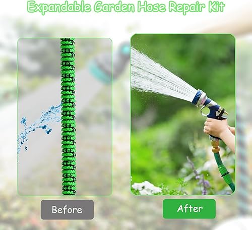 Miniatura 2 de Kit de reparación de manguera de jardín expandible, 3 juegos de conectores de manguera de jardín flexible de doble canal, accesorios de reparación