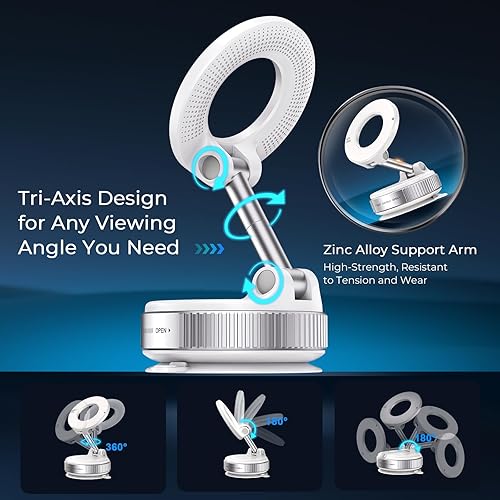 Miniatura 3 de Soporte magnético para teléfono al vacío, soporte magnético de teléfono para automóvil, gimnasio, cocina, espejo, superficie lisa, compatible con