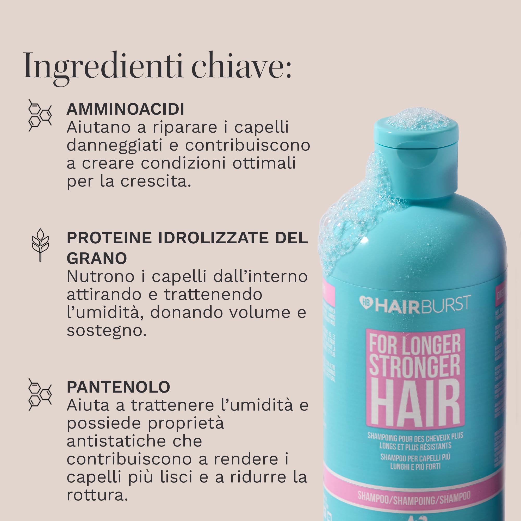 HAIR BURST Shampoo e Balsamo Set per la Crescita dei Capelli per le Donne Contro la Caduta e il Diradamento - Aumento della Crescita dei Capelli Sani
