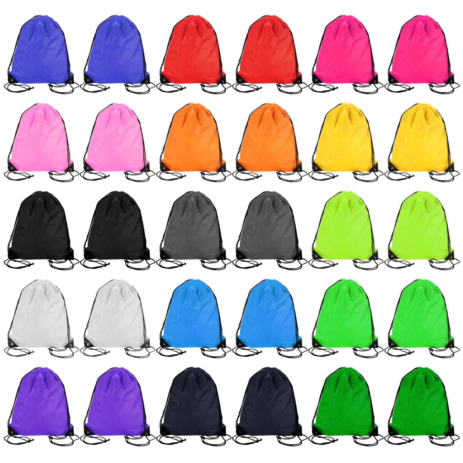 Bolsa de deporte negra con cordón, bolsa de polietileno, bolsa de deporte con cordón, impermeable, para viajes, natación, playa, deportes, escuela, gimnasio, 30pcs-15 colores, 34x43CM