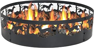 Sunnydaze Running Horse Fire Pit - 36 Inch Wood Burning Campfire Ring - Large Round Outdoor Fireplace - Heavy-Duty 0.91mm Thick Metal Firepit - High Temperature Paint