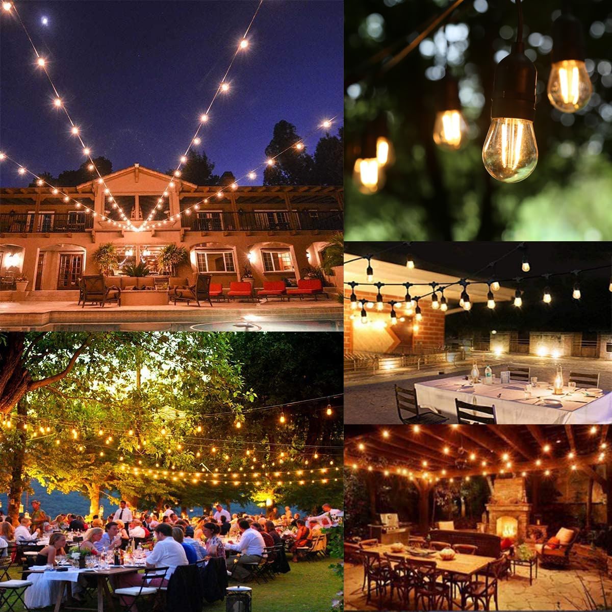 48Pack S14 LED Replacement Light Bulbs, Shatterproof Outdoor String Plastic Light Bulbs, 2W Equivalent 20W, E26 Base, 2200K Warm White LED Vintage Light Bulbs, Non-Dimmable