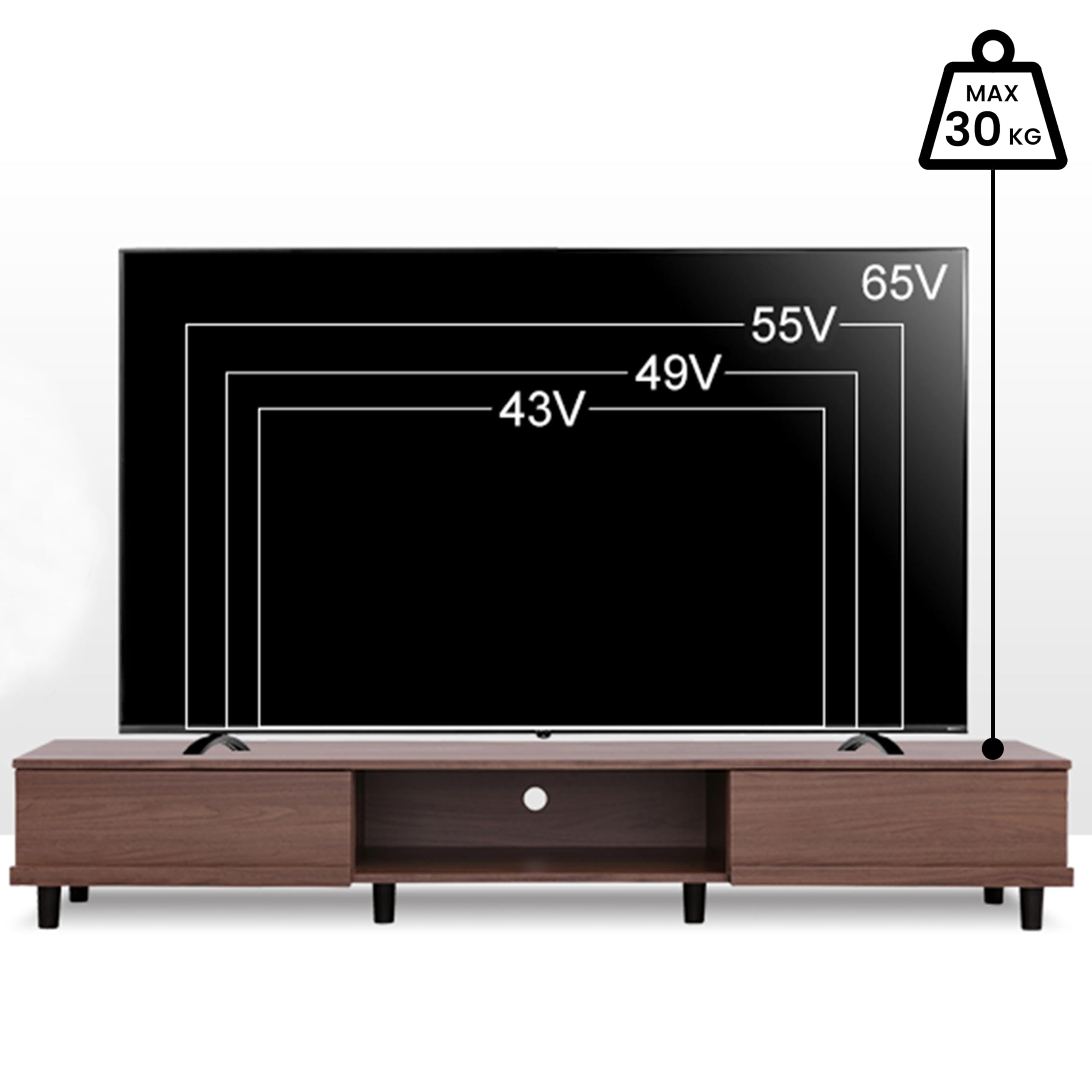 Iris Ohyama, Mobile TV/TV da banco/Mobile TV/Mobile TV con ripiano/Mobile TV in legno/mobili tv, TV : 73 pollici, Ufficio, Casa - TV cabinet/shelf - BAB-180A - Marrone