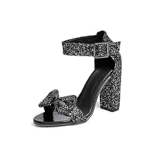 靴 original ribbon glitter pumps (black) RAQUEL STRAP 85