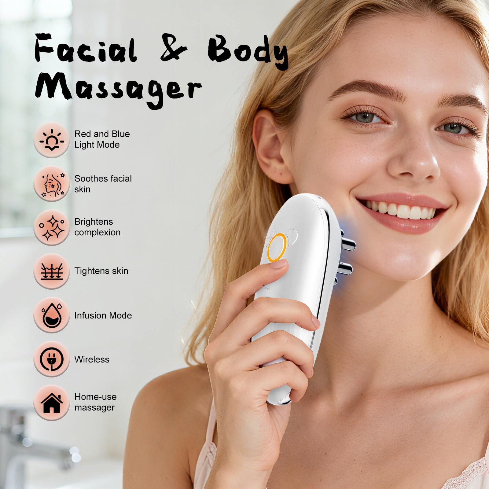 Massaggiatore a coppetta con vuoto, EMS e luce LED 3 in 1 – 3 livelli di aspirazione – massaggiatore elettrico per addome, gambe, glutei – uso domestico