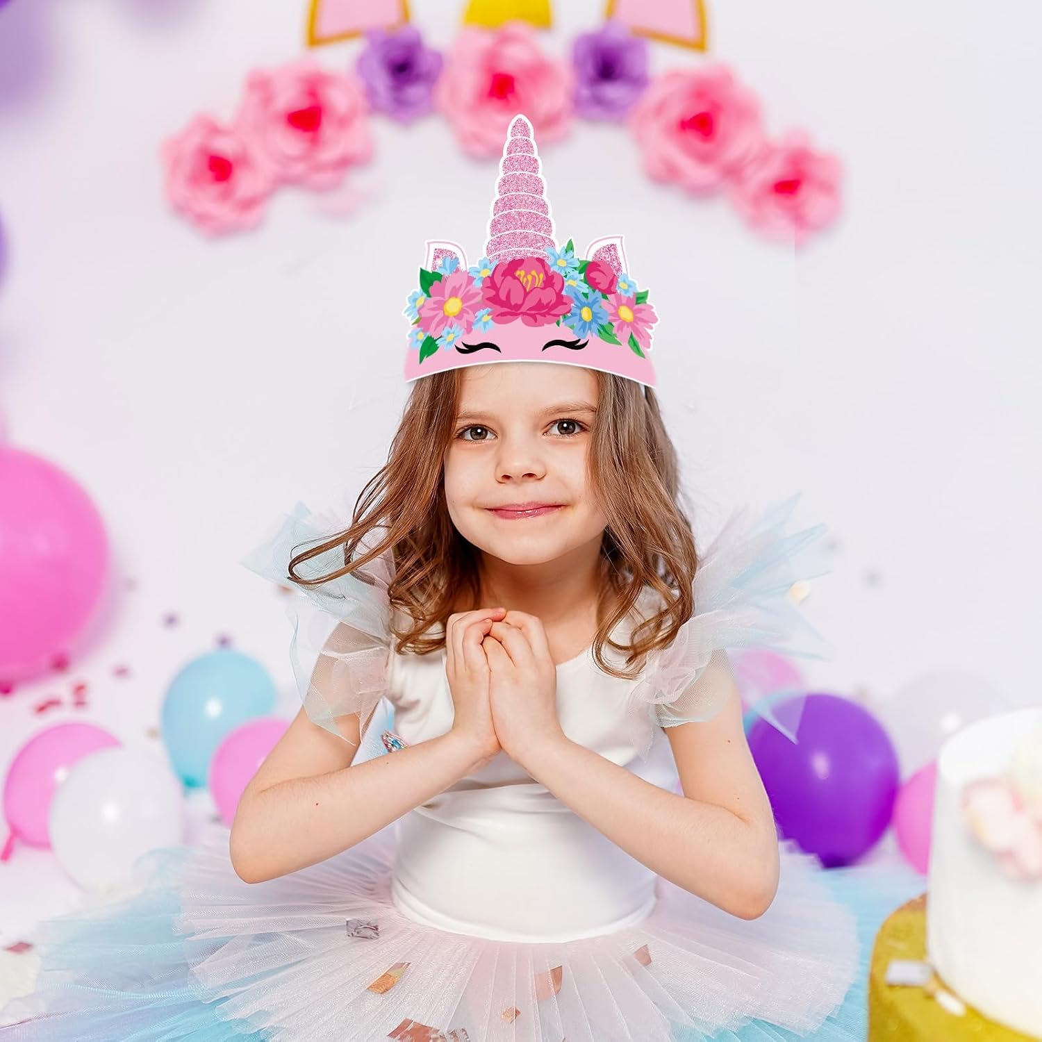 ZOIIWA 36Pcs Unicorn Birthday Party Hats Glitter Unicorn Horn Crown Headbands with Colorful Horns and Flowers for Princess Dress Up Theme Party Decorations Favors Baby Shower Supplies 9 Styles