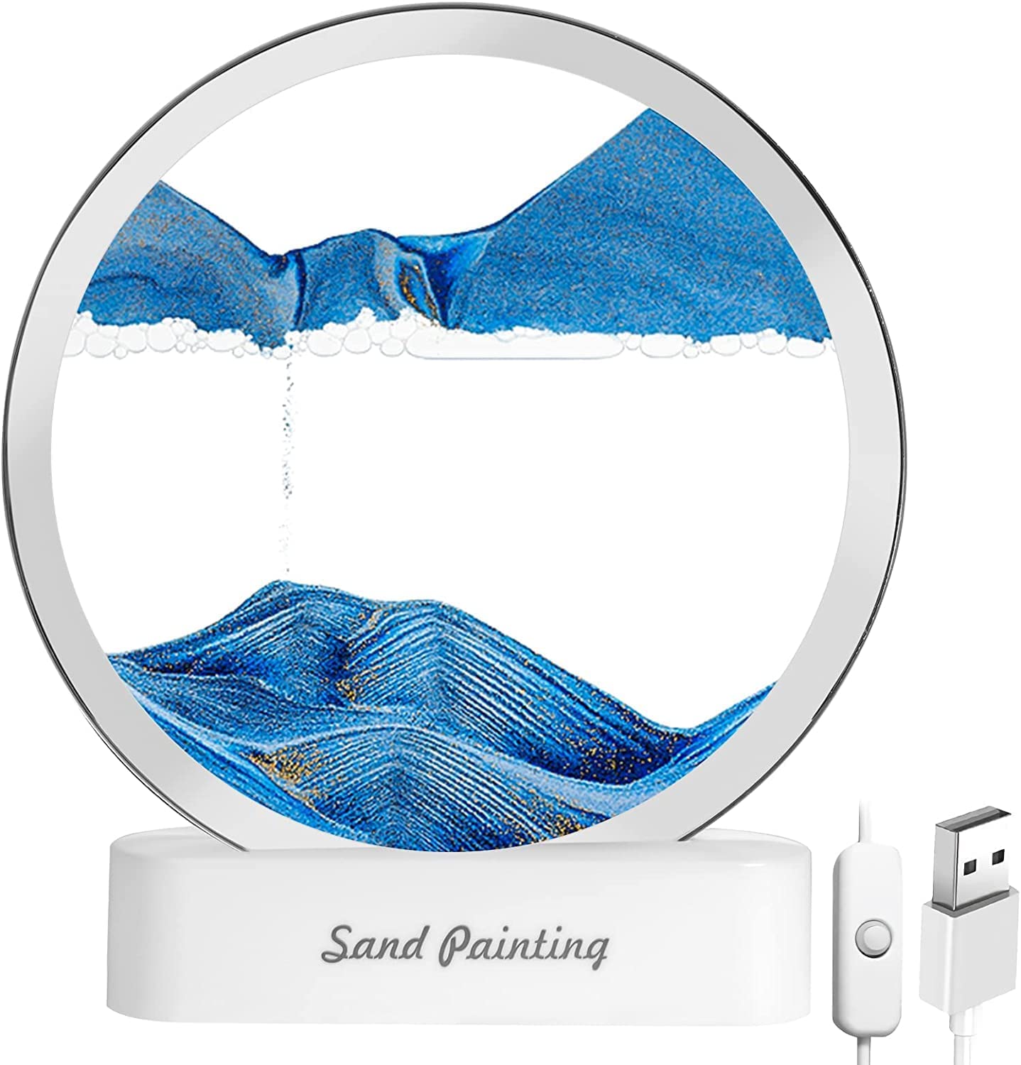 CLEMATIS Moving Sand Art, Moving Sand Art Picture in Motion, 3D Deep Sea Sandscape Liquid Motion Display with Led Light, Moving Sand Frame Relaxing Desktop Home, Office Decor (Multicolor) (B0D1Q6LSH6) Amazon Price History, Amazon Price Tracker