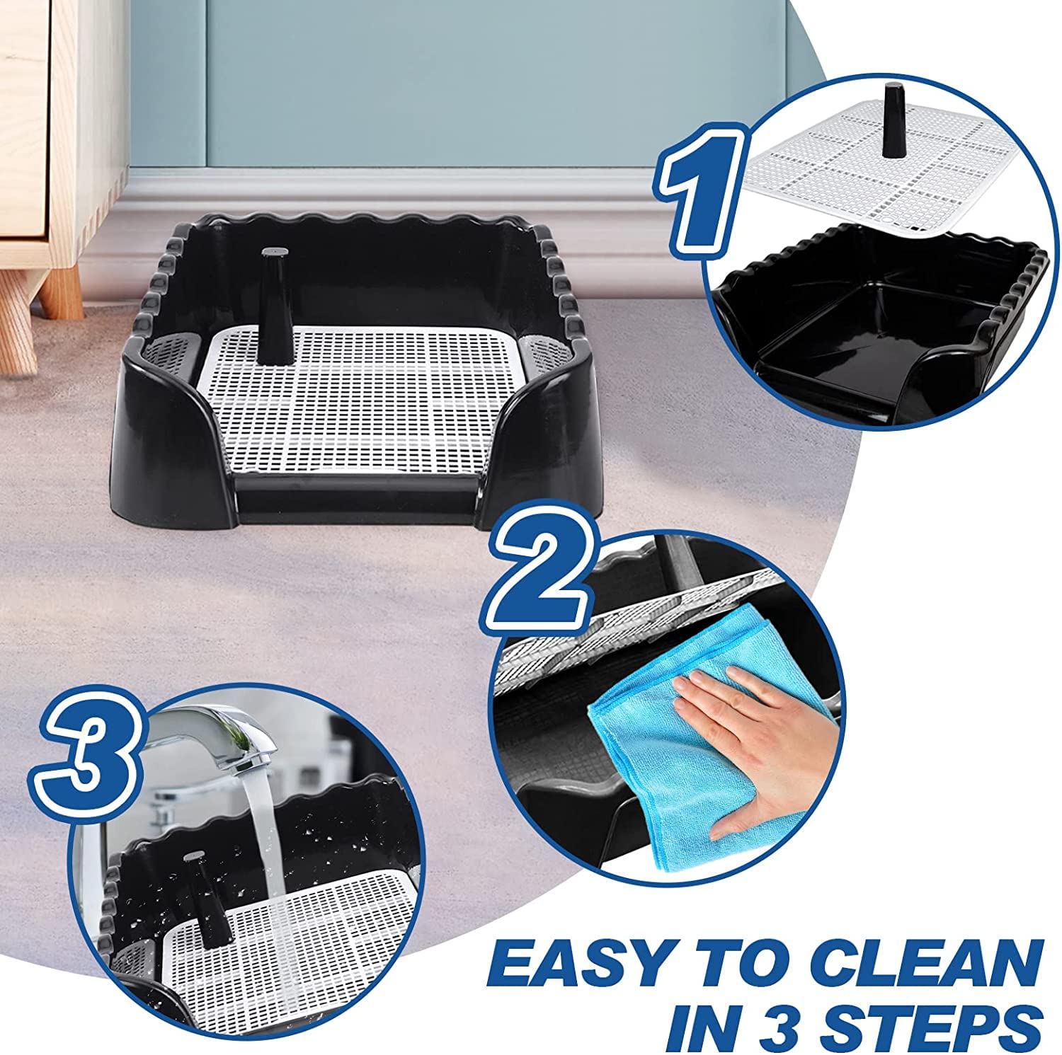 Milageto Inodoro para Perros y Mascotas, Bandeja para Orinal de Entrenamiento para Cachorros, Caja de Arena, Entrenador para Orinal, Soporte para, 40cmx40cmx14cm
