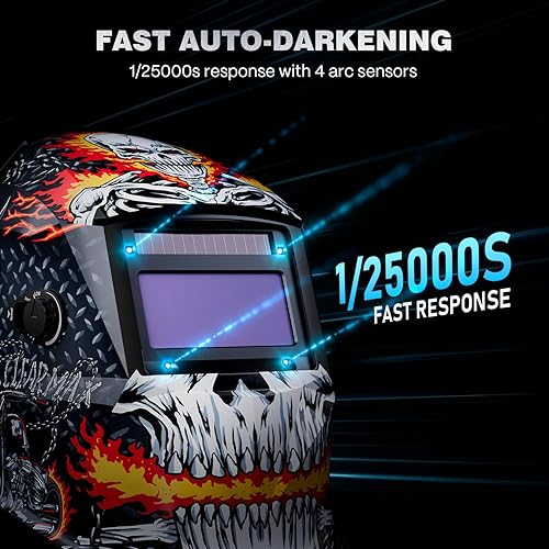 Vista 3 de ARCCAPTAIN Casco de soldadura oscurecimiento automático, 1/1/1/1 capucha de soldadura de color verdadero, 4 sensores de arco 1/25000s tiempo