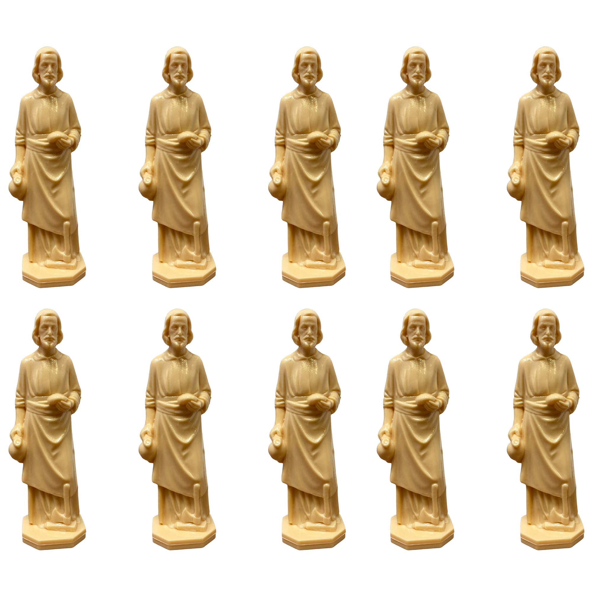 Mini Saint Joseph Statue Catholic Devotional Realtor Gift, Patron Saint of Fathers, Family, and Workers, 3.5 Inches, Pack of 10