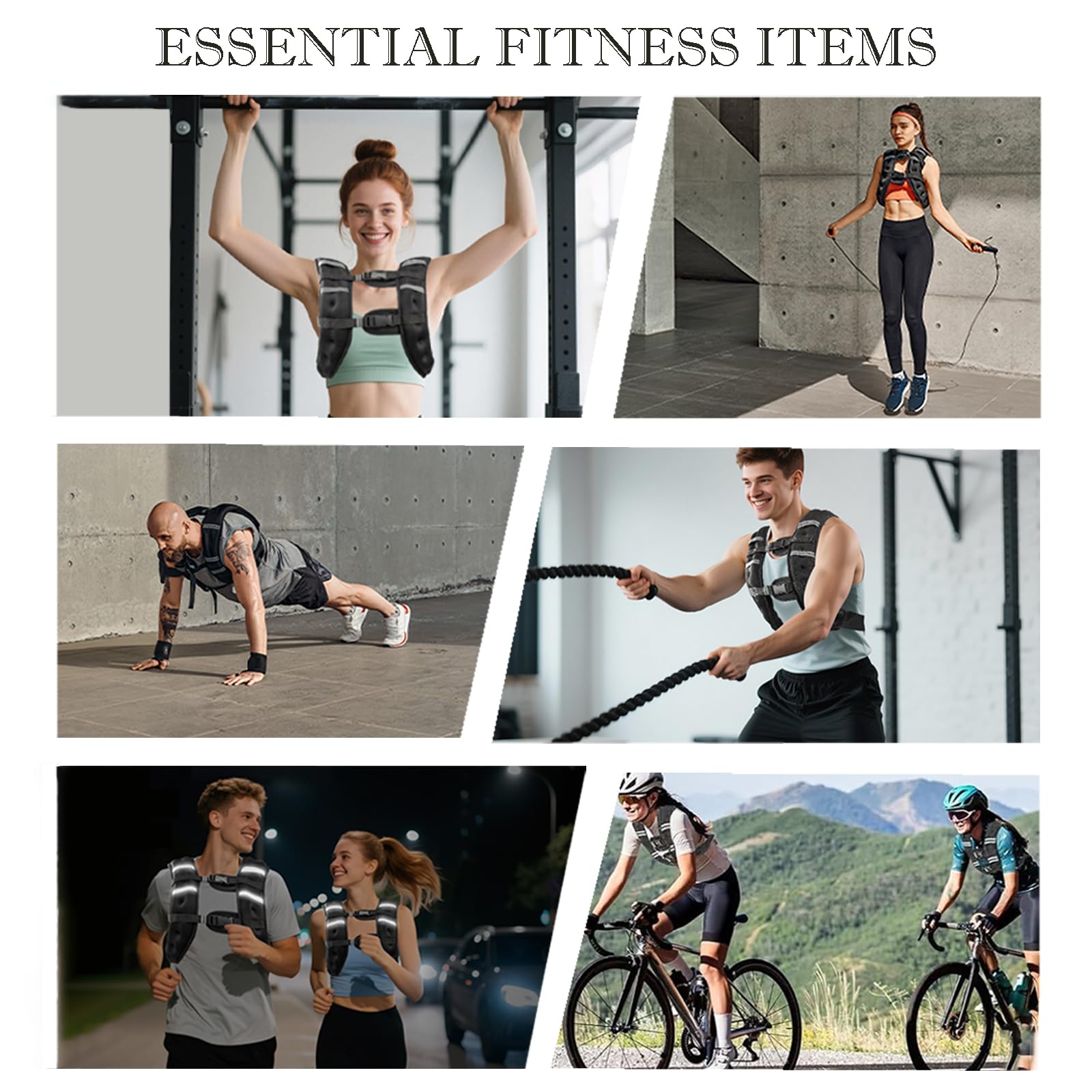 Gilet lesté pour homme et femme avec bande réfléchissante pour l'entraînement, la musculation, la course, le fitness, le renforcement musculaire, la perte de poids, l'haltérophilie