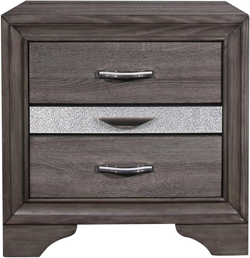 Ryder Sparkle Grey Nightstand: Modern Storage with Jewelry Tray