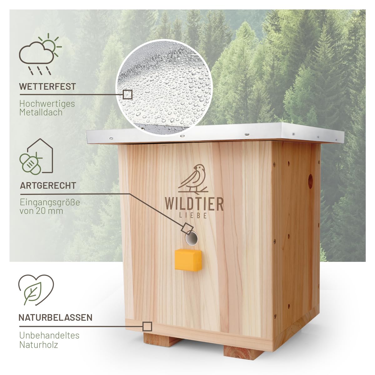 wildtier liebe Großes Hummelhaus Natur, geschraubtes Massivholz, Set - Nistmaterial, Hummelhotel, Insektenhotel, Hummelkasten, Hummeln, Bienenhaus, Hummelnest, Hummelkiste