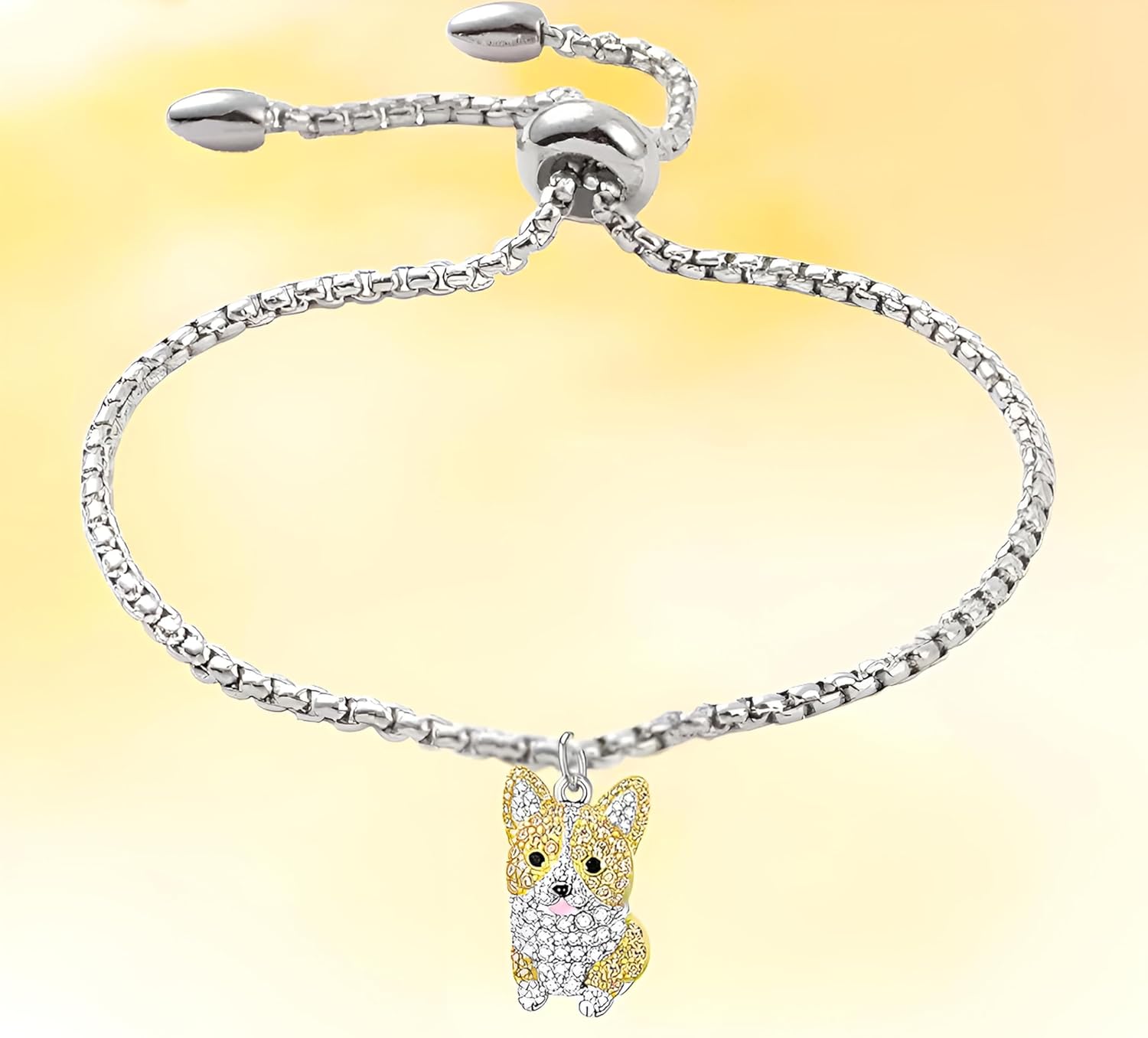 Dog Lovers' Bracelet - Adjustable Dog Charm Bracelet, 9.84 inch Chain Length, Different Breeds of Dogs, Synthetic Black and White Zirconia Accented, Schnauzer, Pug, Corgi, Maltese, and more! Trendy Stainless Steel Chain, Fashion Themed Jewelry Accessory for Men or Women, Pet Lover Gift for Birthday and Holiday, Durable and Long-Lasting, Hypoallergenic and Nickel-Free, Everyday Wear