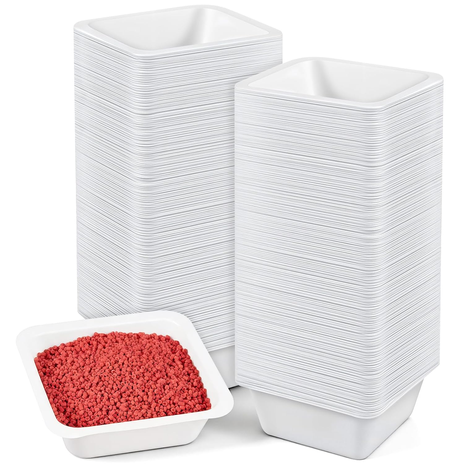 Weigh Boats Medium (100ml, 250Pack), Bulk Disposable Plastic Trays for Scale, Anti-Static White Square Tray Weighing Dishes for Polystyrene Lab Dish, Powder, Liquid, Epoxy, Food Sample Container