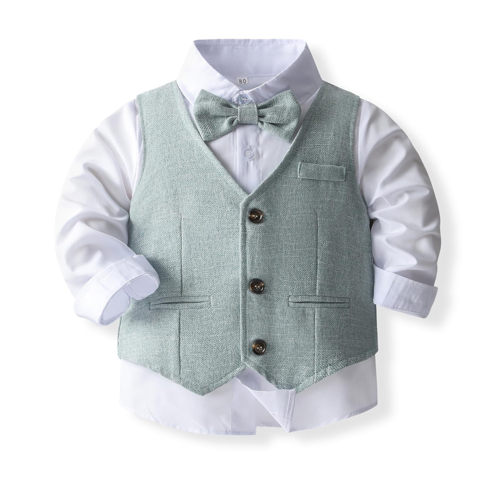 Ensemble de Costume Formel pour bébé garçon avec Gilet et nœud Papillon, Robe, Chemise, Pantalon, Tenues de Mariage pour garçons