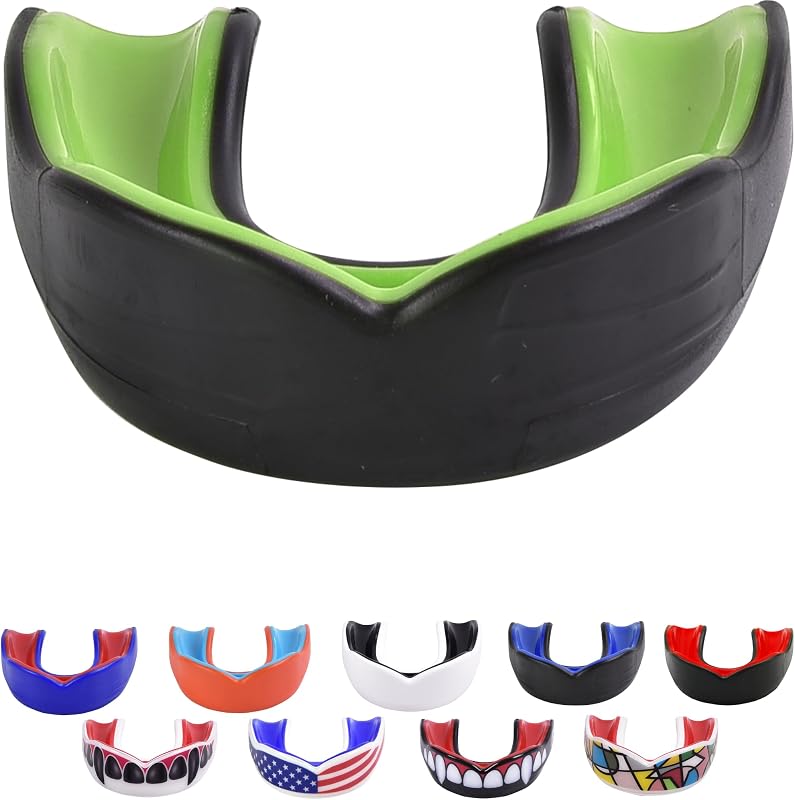 ORAL MART Pro Protector Bucal para Deportes (Adulto) - Fútbol, ​​MMA, Boxeo, BJJ | Bandera de EE. UU., colmillos, más de 15 colores para elegir: protector bucal para fútbol, ​​boxeo, kárate, artes marciales, rugby, MMA, hockey, BJJ