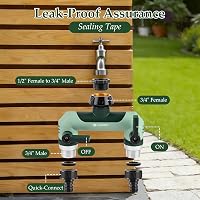 Distribuitor de apă Landrip cu 2 căi de 3/4 inch, etanș, rezistent la frig și UV, pentru irigarea grădinii, mașini de spălat și rulote, verde 2
