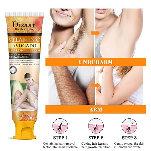 Miniatura 7 de DISAAR BEAUTY Vitamina C Aguacate Cara Cuerpo 3 minutos Depilación Rápida Crema Depilación Hidratante Piel 3.4 fl oz