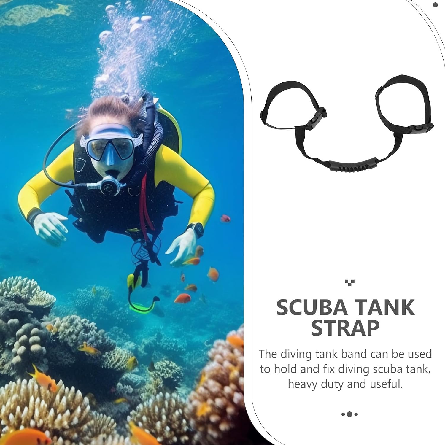 Healifty Diving Tank Cylinder Band and Heavy Duty Scuba Tank Strap, Elastic Adjustable Carrier Handle for Scuba Diving Gas Cylinder Transport, Sturdy Outdoor Water Sports Accessory