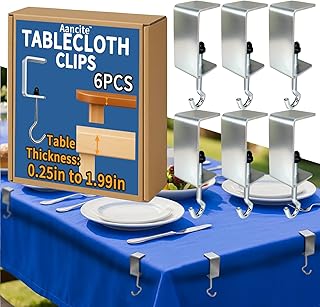 6 Packs Adjustable Tablecloth Clips - Heavy Duty Picnic Table Clips, Windproof Steel Table Cloth Cover Clamps Table Cloth Holders for Restaurant Picnics Marquees Weddings Graduation Party (large)