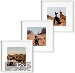 HAUS AND HUES Solid Oak Wood 12”x12” Picture Frames Matted to 8”x8...