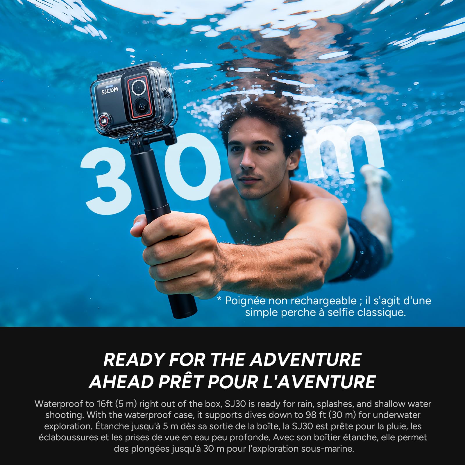 SJCAM SJ30 6K/5K Caméra Sport(64Go) avec Micro sans Fil,Action Cam Étanche