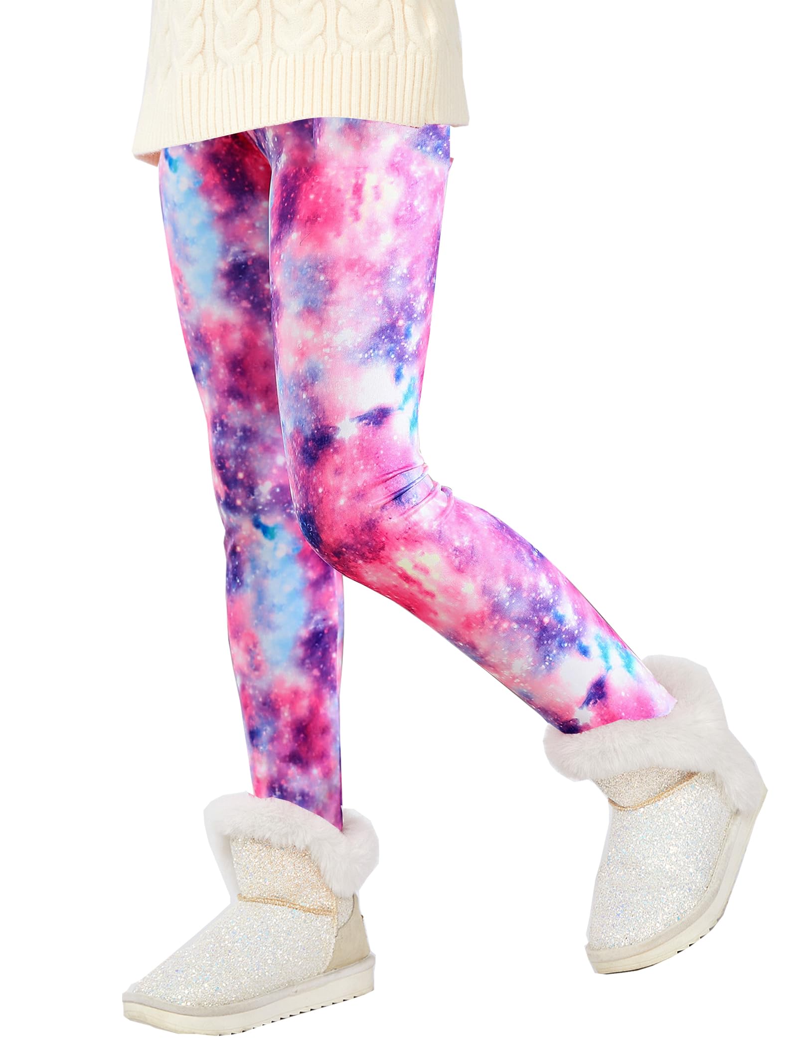 Kiench Leggings de invierno para niña, forrados, gruesos, 2 unidades