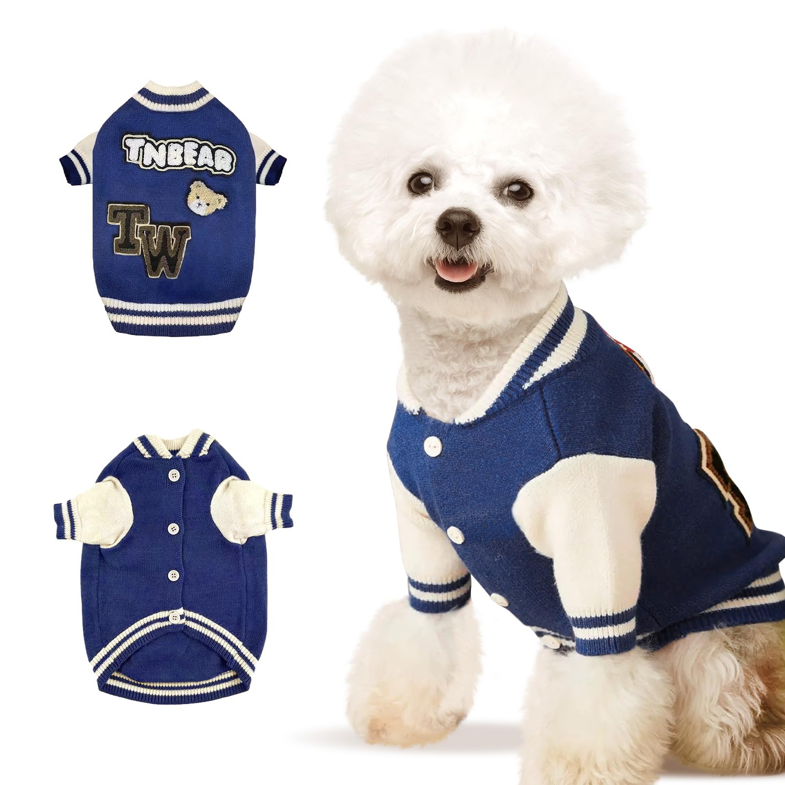 Kleiner Hundepullover, warmer Haustierpullover, niedlicher gestrickter klassischer Hundepullover für kleine Hunde, Katzenpullover, Hunde-Sweatshirt, Kleidung, Mantel, Bekleidung (M)