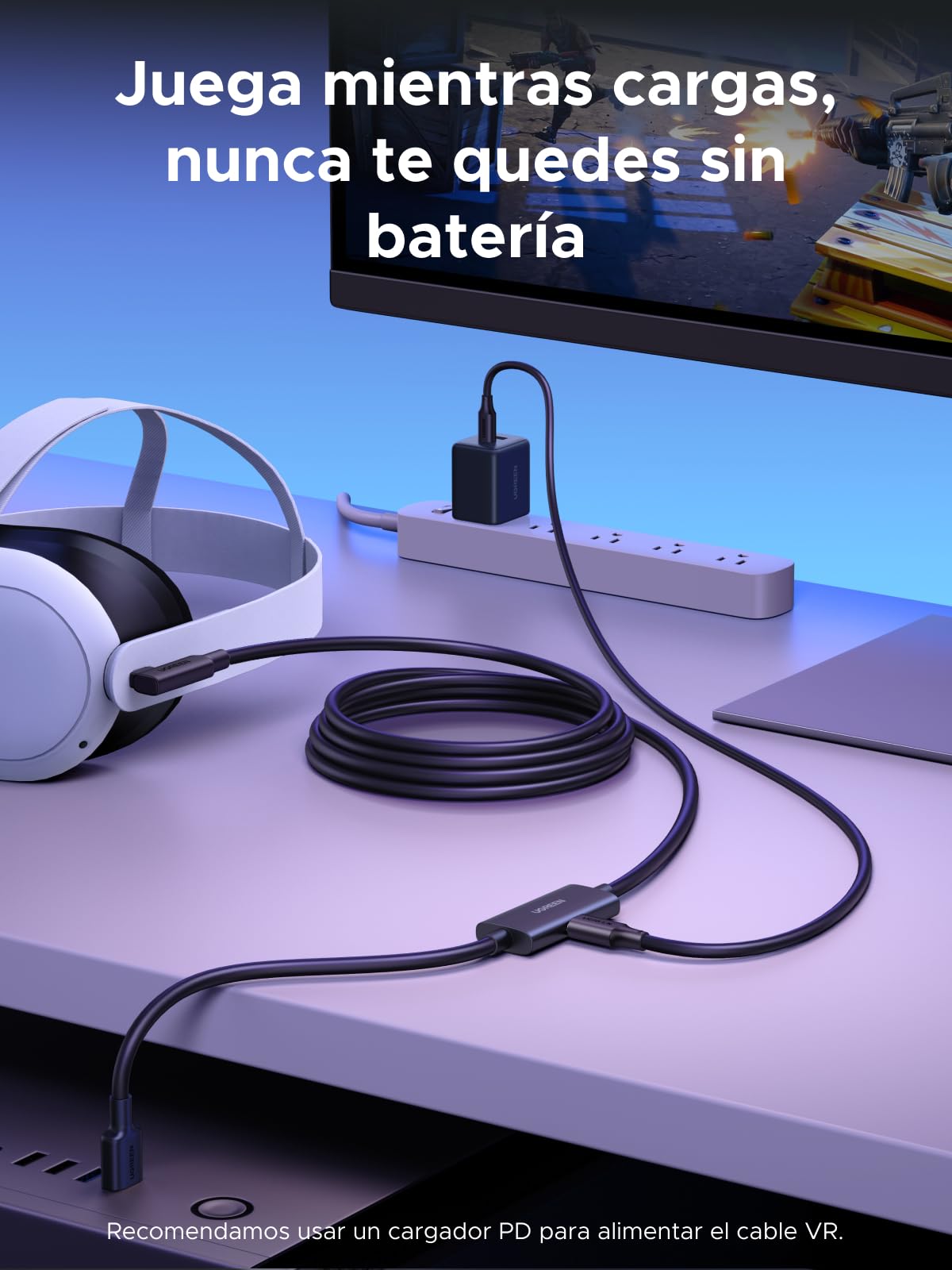 UGREEN Cable Link 5M USB 3.0, Compatible con Meta Quest 3s Quest 3 Quest 2/Pro/PC Steam VR Accesorios, 5GbpsTransferencia de Datos