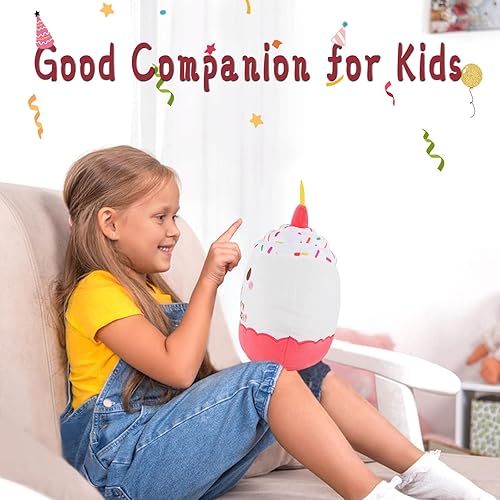 Miniatura 4 de Peluche de pastel de cumpleaños de 12 pulgadas, lindo juguete de peluche de pastel de cumpleaños, decoración de fiesta de cumpleaños, regalo de