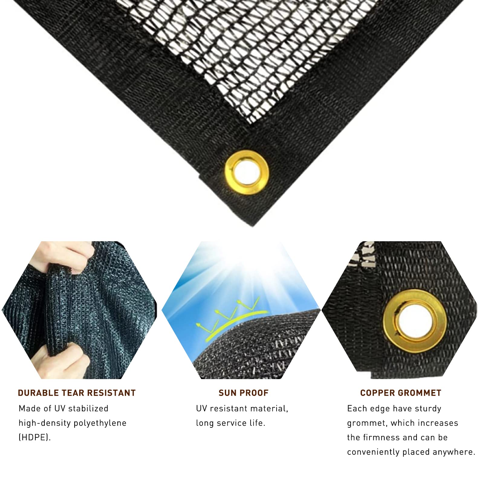 45 Shade Cloth, Black Shade Cloth with Grommets, Garden Shade Cloth