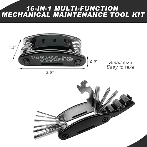 Miniatura 2 de Kit de herramientas de reparación de bicicletas, herramienta multifunción 16 en 1 con llave hexagonal y destornillador, multiherramienta portátil