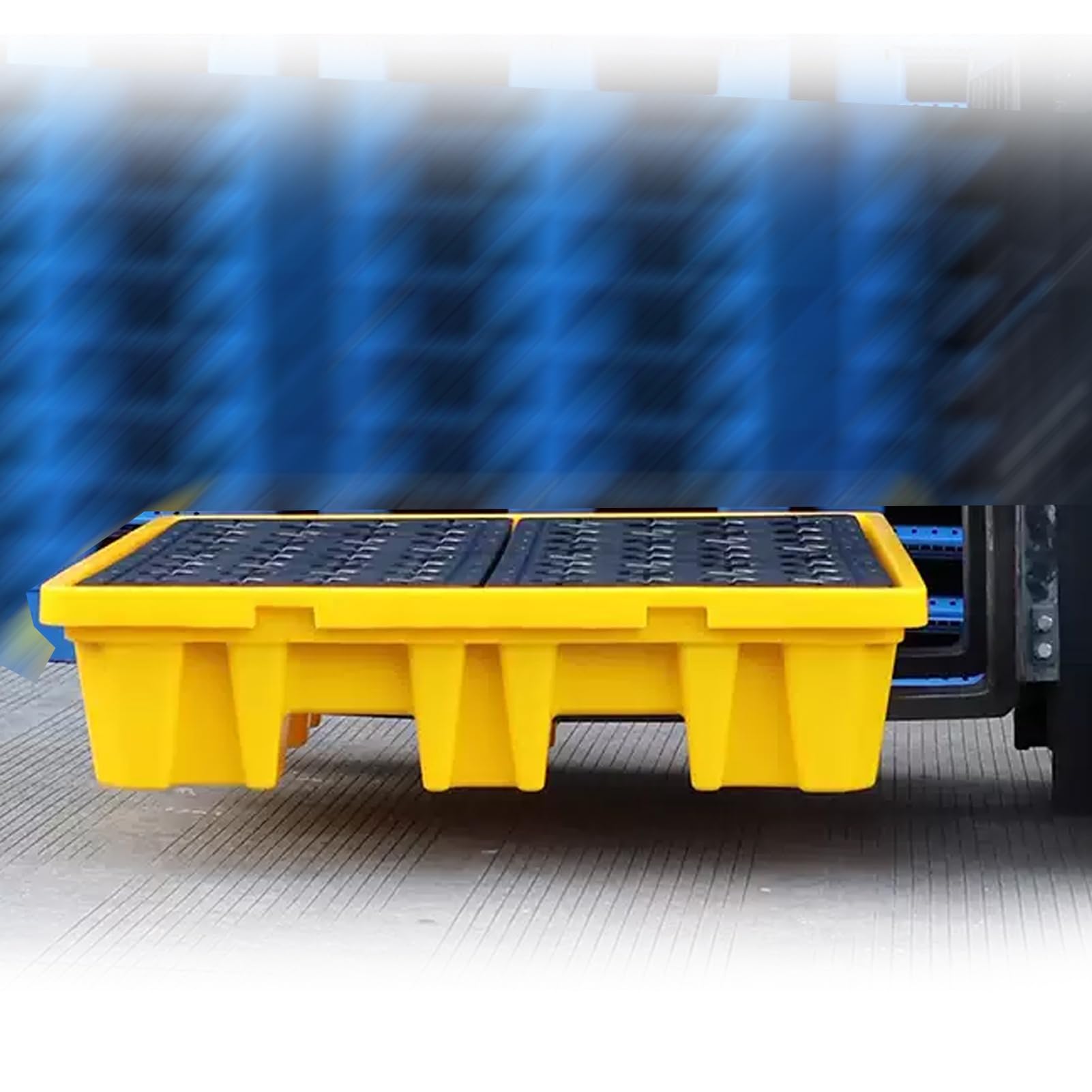 JKJZSALJ Stackable Spill Containment Platform With Grating, Modular Leakproof Pallet Tray, Yellow & Black Spill Control Solution For Safe Liquid Storage,72x72x16cm