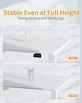 CubiCubi Electric Standing Desk, 100 x 60 cm Height Adjustable Table, Ergonomic Home Office Furniture with Splice Board, White