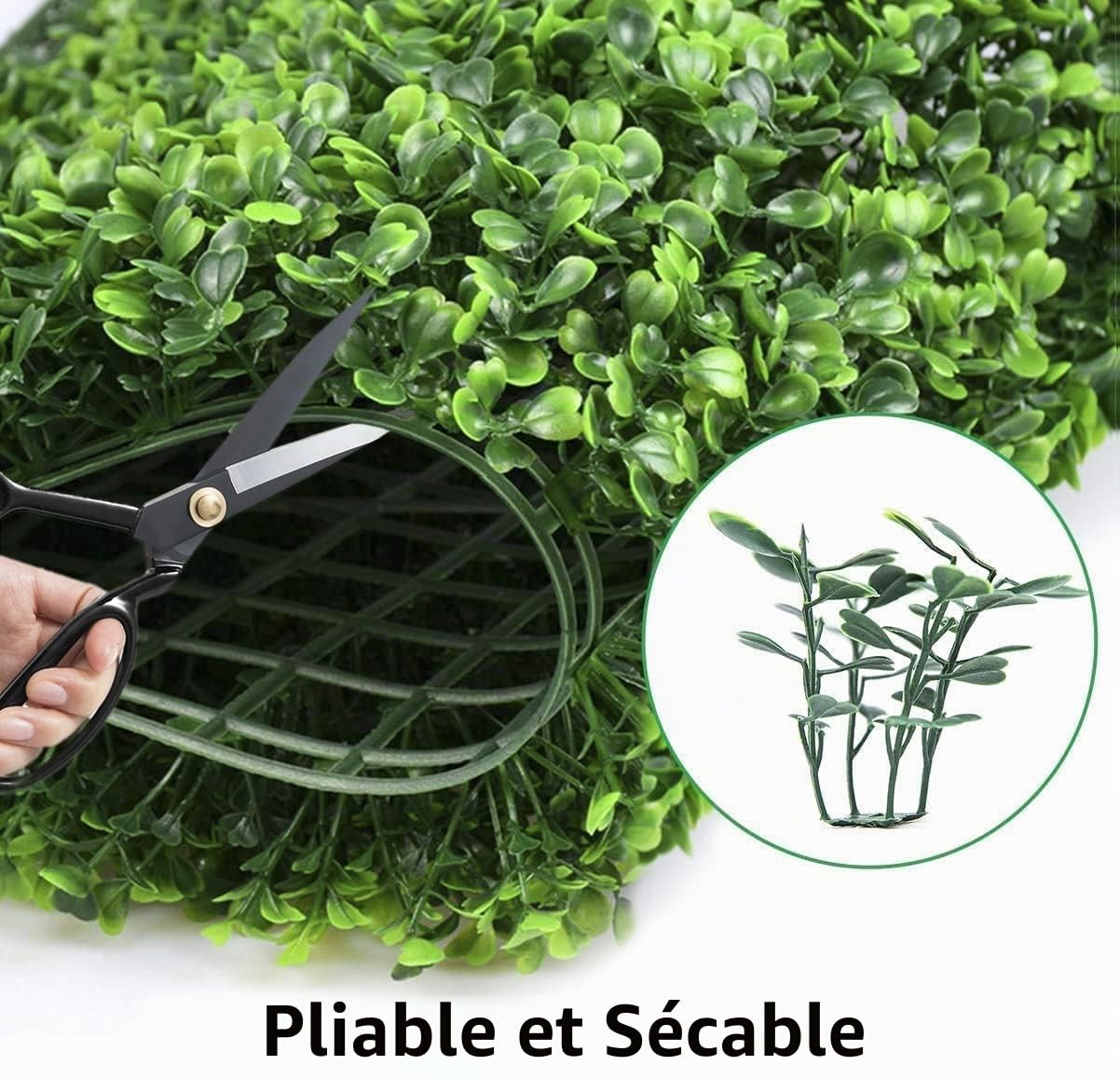 uyoyous Lot de 12 parois en plantes artificielles pour jardin - Protection contre les UV - 60 x 40 cm - Vert foncé