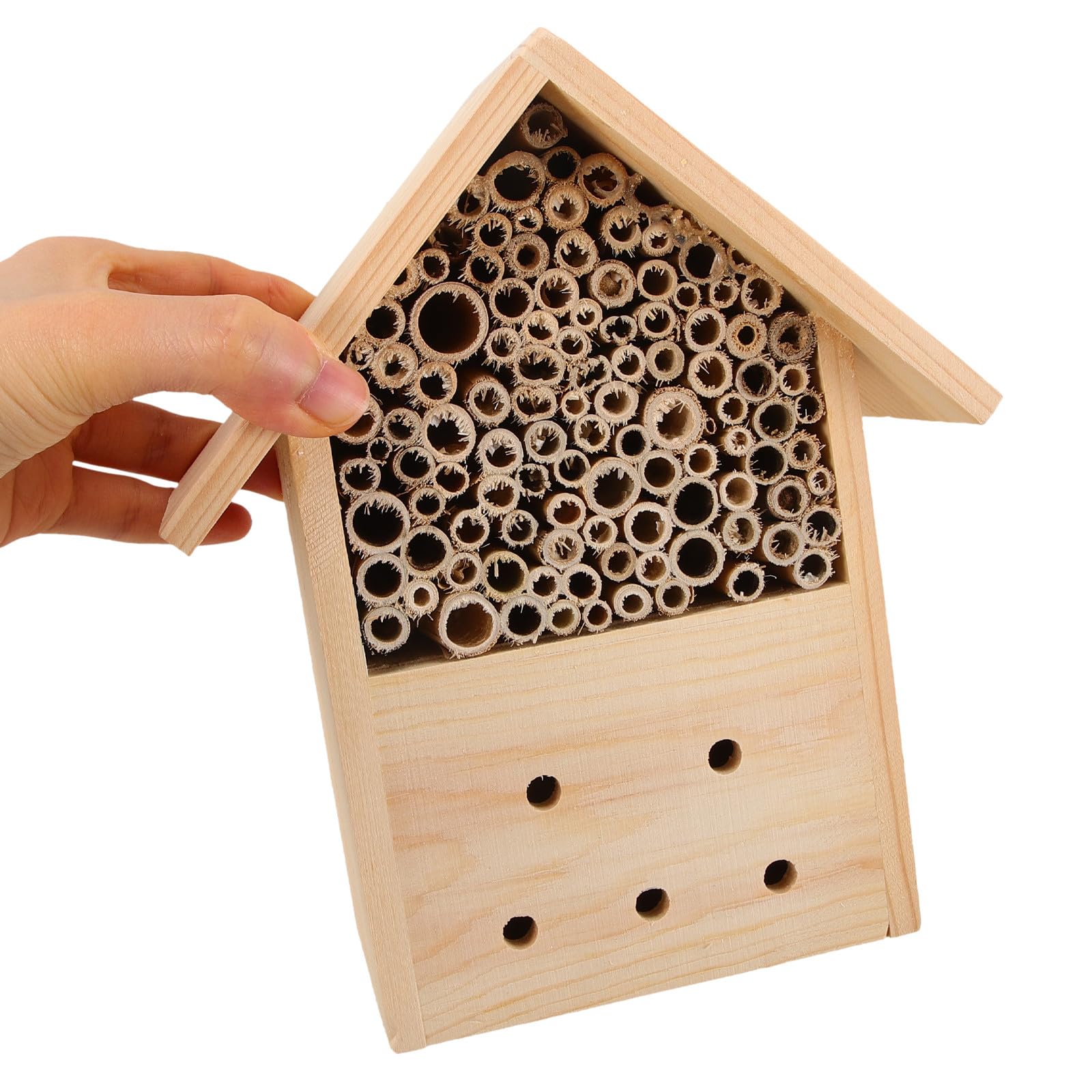 Holz Bienenhaus Hängend 22x6x24,5cm Witterungsbeständig für Garten Bienenstock Nisthilfe Lebensraum für Wildbienen und Bestäuber